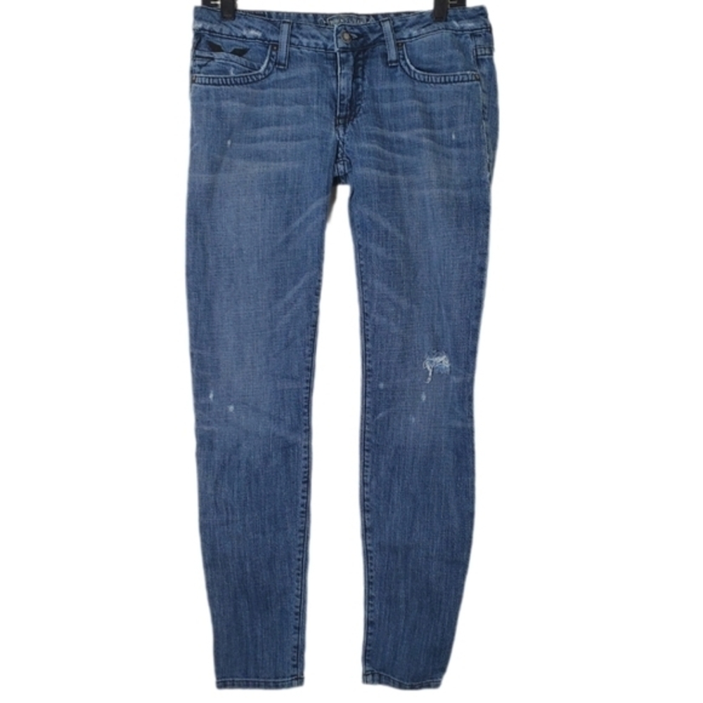 Robin's Jean Biker Style Distressed‎ Denim Low Rise Skinny Jeans
